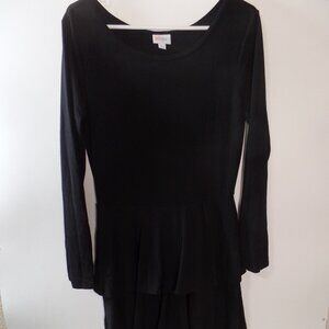 Lulu Roe Black Layered Skirt Black Dress Long Sleeve Size Large